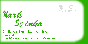 mark szinko business card